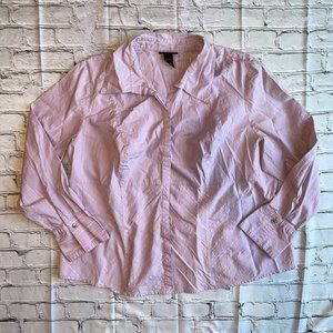 Lane Bryant 22/24 Lavender & Silve Blouse button down spring